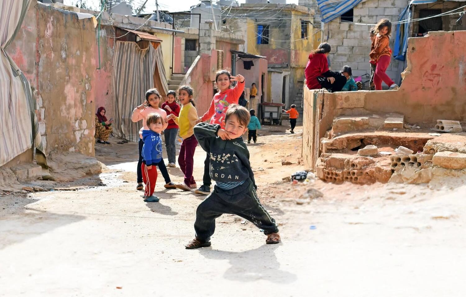 Children playing in a village street