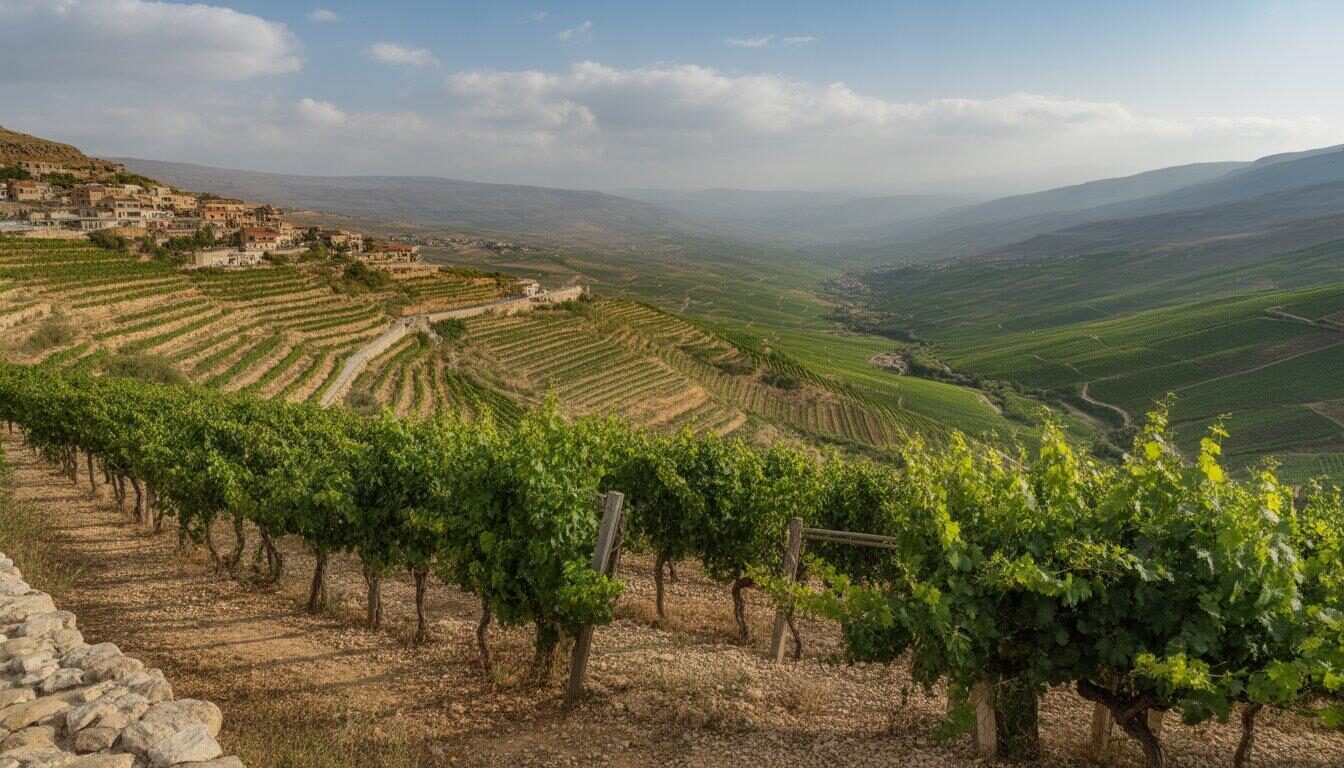 Terraced vineyards in the Bekaa Valley